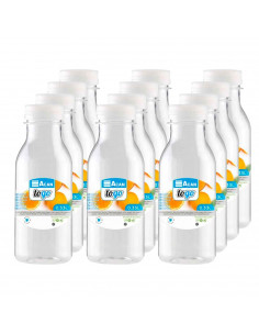 Tradineur - Pack de 12 botellas de plástico - Incluye tapa - Ideal para la conservación de tus alimentos - Capacidad de 0,33 Lit