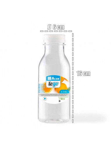 Tradineur - Pack de 12 botellas de plástico - Incluye tapa - Ideal para la conservación de tus alimentos - Capacidad de 0,33 Lit