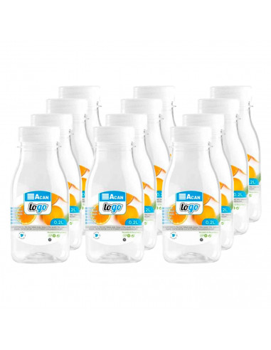 Tradineur - Pack de 12 botellas de plástico - Incluye tapa - Ideal para la conservación de tus alimentos - Capacidad de 0,2 Litr