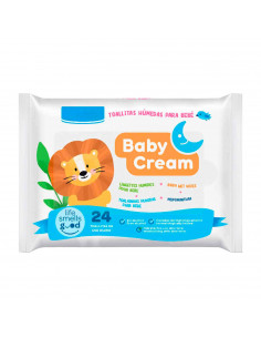 Tradineur - Toallitas húmedas para bebé Baby Cream - Incluye 24 Unidades - Material Natural - Incluye tapa.