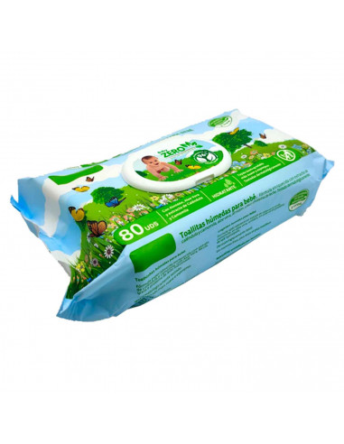Tradineur - Toallitas húmedas para bebé Baby Zero- Incluye 80 Unidades - Material Natural - Aloe Vera - Incluye tapa.