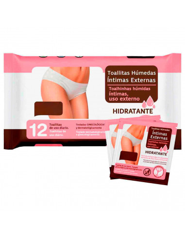 Tradineur - Toallas íntimas - Extra Suave - Incluye 12 Unidades - Material Natural - Aloe Vera y Camomila.