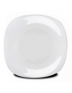 Plato llano blanco de cerámica 27 x 27 cm, resistente y duradero, apto para microondas y lavavajillas, vajilla de cocina, hogar