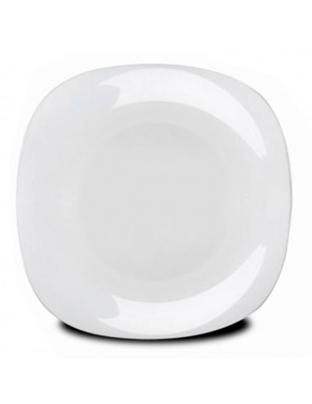 Plato llano blanco de cerámica 27 x 27 cm, resistente y duradero, apto para microondas y lavavajillas, vajilla de cocina, hogar