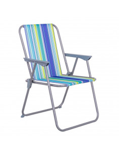 Silla de playa plegable de hierro y loneta de 53 x 46 x 75 cm. Asiento para playa o campo con divertido diseño de loca. Asiento