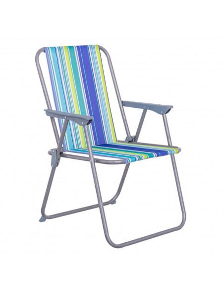 Silla de playa plegable de hierro y loneta de 53 x 46 x 75 cm. Asiento para playa o campo con divertido diseño de loca. Asiento