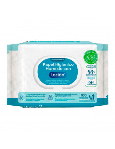 Tradineur - Papel Higiénico Húmedo - Incluye 100 Unidades - Material Natural biodegradable - Hidratante - Aloe vera y Camomila.