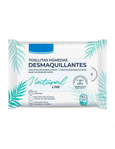 Tradineur - Toallitas desmaquillantes Natural Line - Extracto de Té Verde y Aloe Vera, Con alantoína - Incluye 15 Toallas.