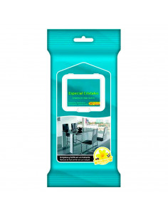 Tradineur - Toallitas especiales limpia cristales - Envase con tapa para su fácil utilización - Incluye 30 Toallas.