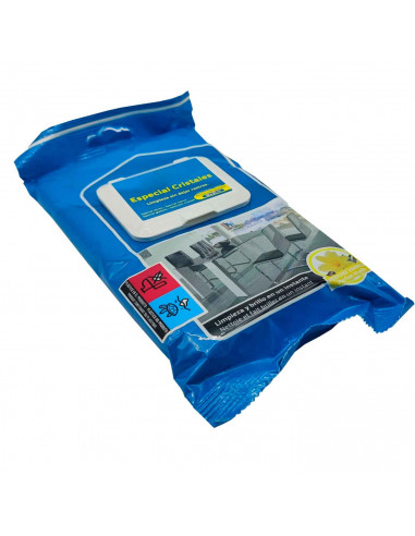 Tradineur - Toallitas especiales limpia cristales - Envase con tapa para su fácil utilización - Incluye 30 Toallas.