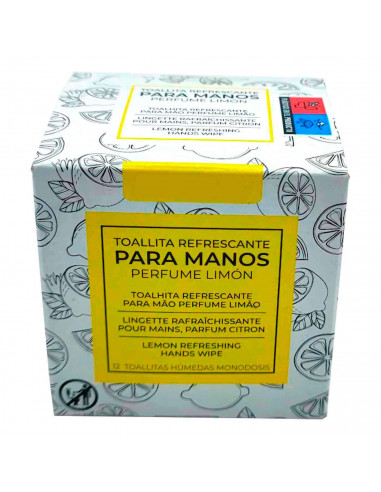 Tradineur - Toallitas con perfume de limón - Refresca la piel con rapidez y eficacia - Incluye 12 Toallas.