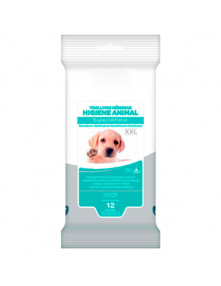 Tradineur - Toallitas higiénicas para mascotas - Especial en patas - Sin alergenos - Incluye 12 Toallas - 20 x 38 cm