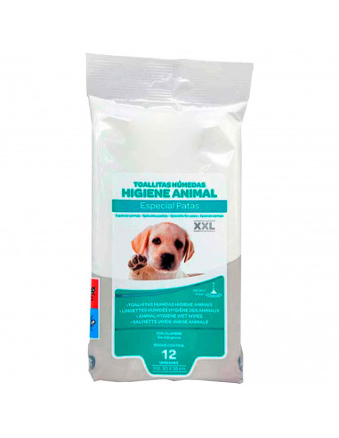 Tradineur - Toallitas higiénicas para mascotas - Especial en patas - Sin alergenos - Incluye 12 Toallas - 20 x 38 cm