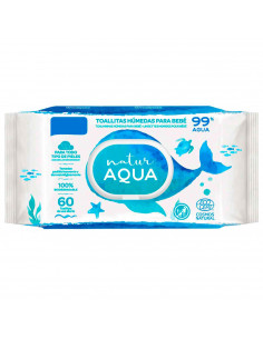 Tradineur - Toallitas húmedas para bebe - Envase con tapa - Para todo tipo de pieles, incluso las más sensibles - Incluye 60 Toa