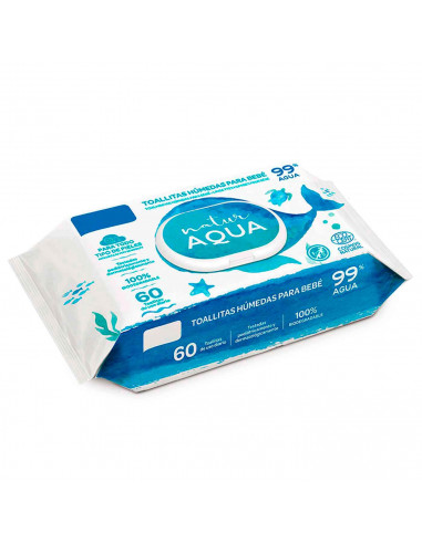 Tradineur - Toallitas húmedas para bebe - Envase con tapa - Para todo tipo de pieles, incluso las más sensibles - Incluye 60 Toa