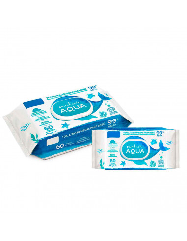 Tradineur - Toallitas húmedas para bebe - Envase con tapa - Para todo tipo de pieles, incluso las más sensibles - Incluye 60 Toa