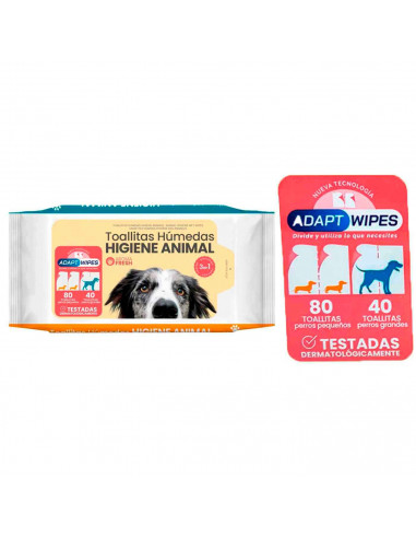 Tradineur - Toallitas higiénicas para mascotas - Segura para todas las razas - Incluye 80 pequeñas / 40 grandes