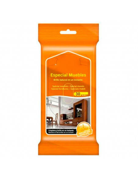Tradineur - Toallitas especiales limpia muebles - Envase con tapa para su fácil utilización - Incluye 30 Toallas. Tradineur - Toallitas especiales limpia muebles - Envase con tapa para su fácil utilización - Incluye 30 Toallas.