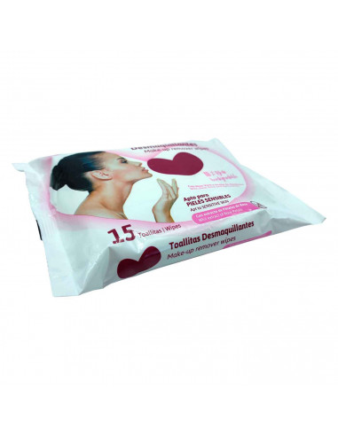 Tradineur - Toallitas desmaquillantes - Extracto de Aceite de Almendra y Aloe Vera - 100% biodegradable - Incluye 15 Toallas.