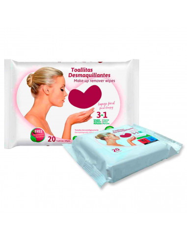 Tradineur - Toallitas desmaquillantes con perfume de pepino - 3 en 1, Limpia, suaviza y perfuma - Incluye 20 Toallas.
