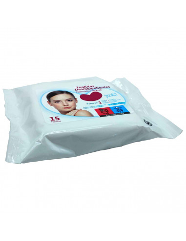 Tradineur - Toallitas desmaquillantes con tónico de agua micelar - Todo en 1, tonifica, desmaquilla y limpia. - Incluye 15 Toall