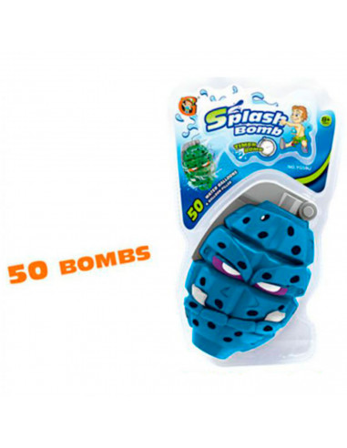 Tradineur - Juego splash bomb o granada loca, incluye 50 globos de agua, juguete refrescante para exterior, verano, niños, 15 x