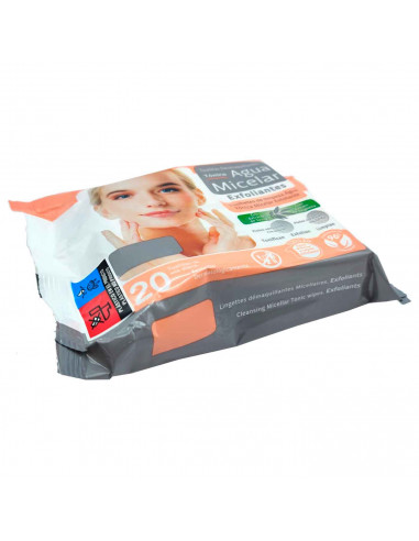 Tradineur - Toallitas desmaquillantes - Tejido Exfoliante - Todo en 1, rostro, ojos y labios - Incluye 20 Toallas.