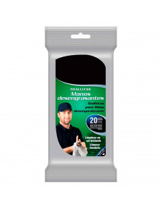 Tradineur - Toallitas limpia manos - Desengrasantes - Extracto de Aloe Vera - Limpieza en un instante - Incluye 20 Toallas.