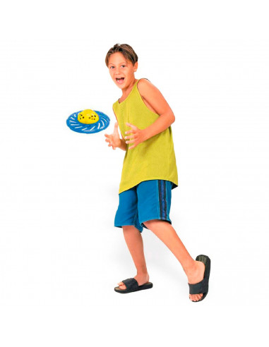 Tradineur - Juego splash flying disc con 50 globos de agua, ovni loco, juguete de agua para exterior, verano, niños, 22 x 8 cm,