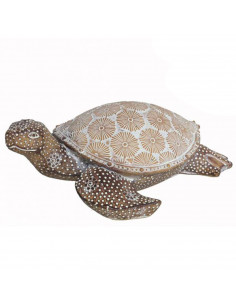 Tradineur - Tortuga marina decorativa de resina, figura de animal acuático, decoración del hogar, interior, 19 x 15 x 7 cm
