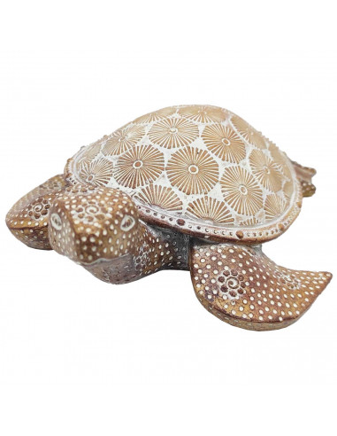 Tradineur - Tortuga marina decorativa de resina, figura de animal acuático, decoración del hogar, interior, 19 x 15 x 7 cm