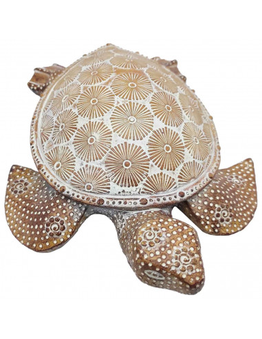 Tradineur - Tortuga marina decorativa de resina, figura de animal acuático, decoración del hogar, interior, 19 x 15 x 7 cm