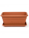 Jardinera eva de plástico con plato adán 26 litros, 60 cm, marrón, macetero, maceta para plantas y flores rectangular de plástic
