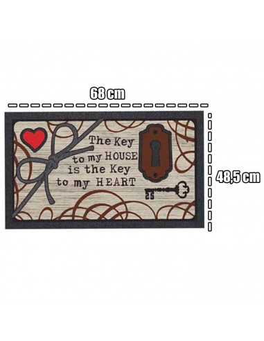 Tradineur - Felpuda con diseño de Llave - Fabricado en Goma - Ideal para la decoración de tu hogar - Polivalente - 48,5 x 68 cm