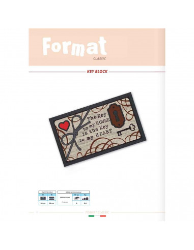 Tradineur - Felpuda con diseño de Llave - Fabricado en Goma - Ideal para la decoración de tu hogar - Polivalente - 48,5 x 68 cm