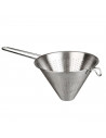 Tradineur - Colador chino, diámetro 18 cm, acero inoxidable con mango, plateado, forma cónica, cocina