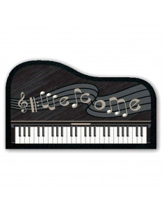 Tradineur - Felpuda con diseño de piano - Fabricado en Goma - Ideal para la decoración de tu hogar - Polivalente - 40,5 x 68 cm