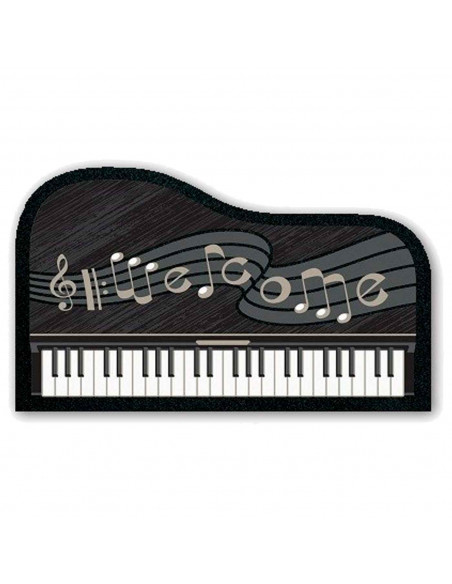 Tradineur - Felpuda con diseño de piano - Fabricado en Goma - Ideal para la decoración de tu hogar - Polivalente - 40,5 x 68 cm