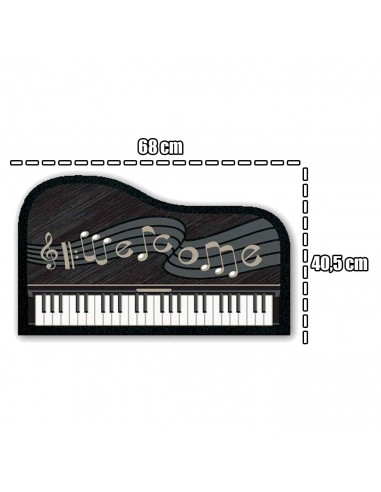 Tradineur - Felpuda con diseño de piano - Fabricado en Goma - Ideal para la decoración de tu hogar - Polivalente - 40,5 x 68 cm
