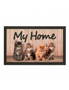 Tradineur - Felpuda con diseño de Gatos - Fabricado en Goma - Ideal para la decoración de tu hogar - Polivalente - 40,5 x 68 cm