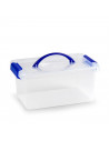 Tradineur - Caja de plástico con tapa de color azul y asa, de 29  x 18,5  x 13 cm,con capacidad para 4 litros. Baúl con tapa par