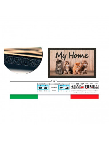 Tradineur - Felpuda con diseño de Gatos - Fabricado en Goma - Ideal para la decoración de tu hogar - Polivalente - 40,5 x 68 cm