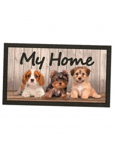 Tradineur - Felpuda con diseño de Perritos - Fabricado en Goma - Ideal para la decoración de tu hogar - Polivalente - 40 x 68 cm