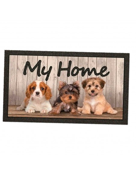 Tradineur - Felpuda con diseño de Perritos - Fabricado en Goma - Ideal para la decoración de tu hogar - Polivalente - 40 x 68 cm