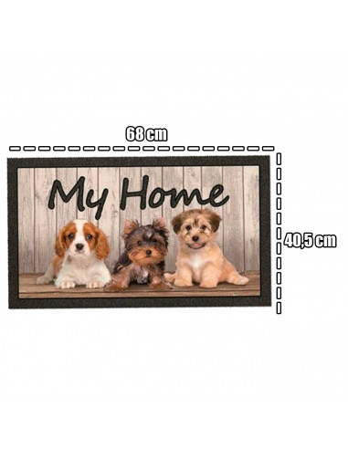 Tradineur - Felpuda con diseño de Perritos - Fabricado en Goma - Ideal para la decoración de tu hogar - Polivalente - 40 x 68 cm