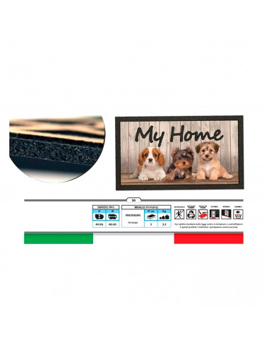 Tradineur - Felpuda con diseño de Perritos - Fabricado en Goma - Ideal para la decoración de tu hogar - Polivalente - 40 x 68 cm