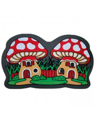 Tradineur - Felpuda con diseño de Setas - Fabricado en Goma - Ideal para la decoración de tu hogar - Polivalente - 40 x 70 cm