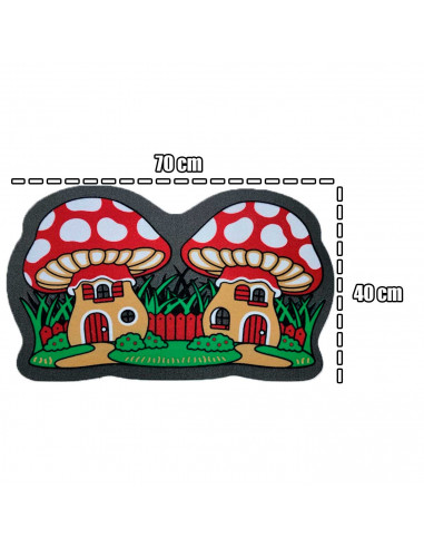 Tradineur - Felpuda con diseño de Setas - Fabricado en Goma - Ideal para la decoración de tu hogar - Polivalente - 40 x 70 cm