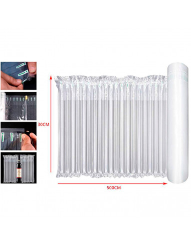 Tradineur - Pack de 6 rollos de embalaje inflable de plástico, columna de aire, protector, envoltorio para transporte, paqueterí
