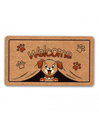 Tradineur - Felpudo Welcome Perro - Fabricado en Polipropileno - Ideal para dar la bienvenida a tus amigos en tu hogar - Antides